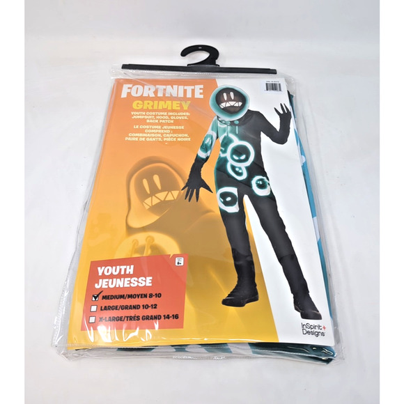 NEW Fortnite Grimey Costume Youth M 8-10 Halloween Cosplay Kids Jumpsuit - Picture 1 of 4